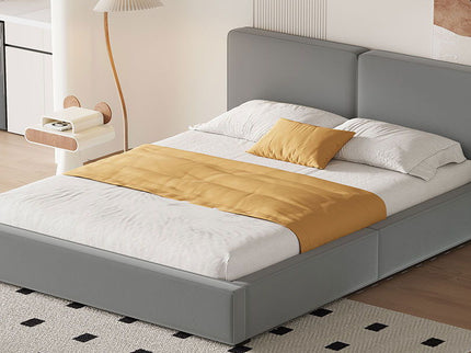 Upholstered Platform Bed, Grounded Bed With Solid Frame