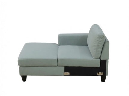 L - Shaped Sectional Sofa With Left Chaise & Ottoman - Pale Green