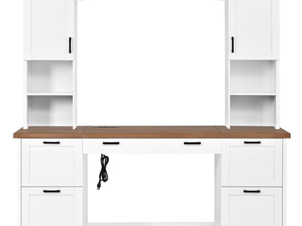 Farmhouse Computer Desk With Hutch