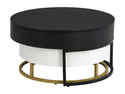 Modern Round Lift-Top Nesting Coffee Tables With 2 Drawers
