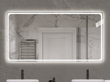 Bathroom Mirror Vanity Mirrors With Front Lights, Wall Mounted, Anti-Fog, Frameless, Horizontal Or Vertical