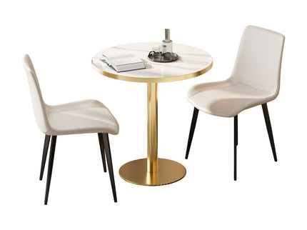 Round Bistro Table - Gold / White