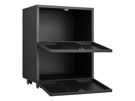 Office Furniture Copier Cabinet 2 Door Steel Copier Stand Mobile Pedestal File Printer Stand - Black