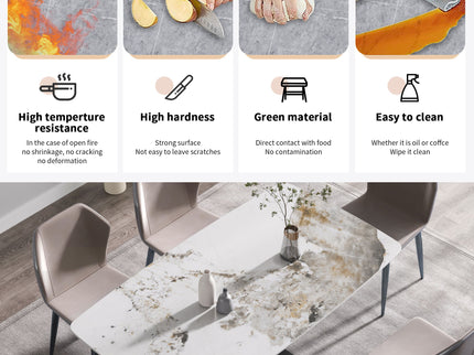 Modern Artificial Stone Pandora White Curved Metal Leg Dining Table, 6 People - Antique White