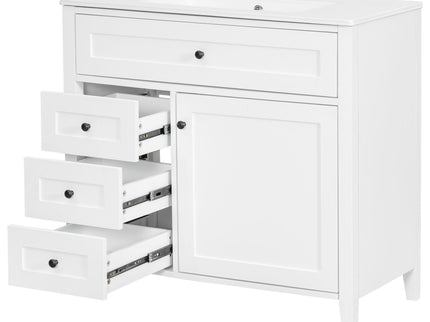 Bathroom Vanity With Sink, 3 Drawers & Cabinet With Adjustable Shelves