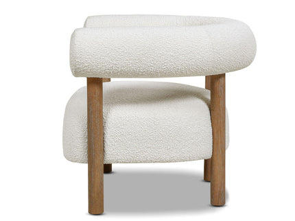 Fuji - Mid Century Modern Barrel Accent Arm Chair - Ivory White