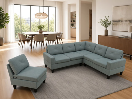 Modular L - Shaped Sectional Sofa 6 Seater 4 Piece Couch With Chaise