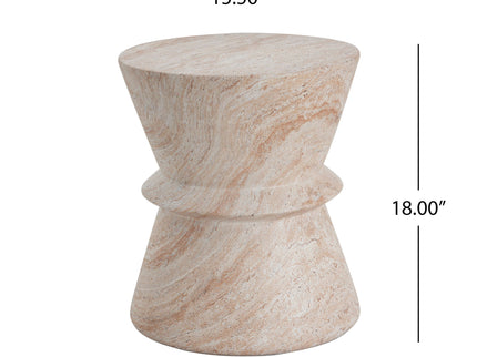Outdoor / Indoor Lightweight Concrete Side Table With Travertine - Beige