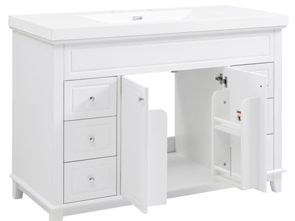 Bathroom Vanity & Sink, 6 Soft Close Drawers & Double Doors - White