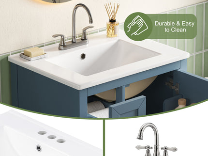 Modern Bathroom Vanity With Sink, Soft Close Drawers & Door, Storage Rack