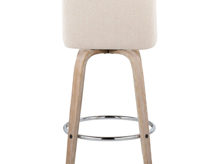 Toriano - Contemporary Fixed Height Counter Stool With Swivel & Round Footrest Modern Design (Set of 2)