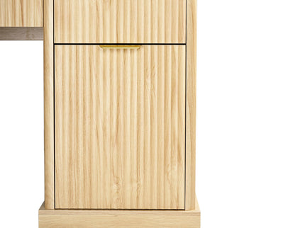 Modern Fluted Office Desk With Storage Cabinet