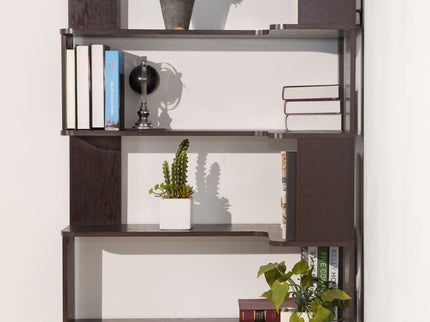 Ox Blood - Red 90Cm L-Shaped Freestanding Corner Bookshelf With Anti Tip Safety, Storage Cabinet For Living Room - Ox Blood Red