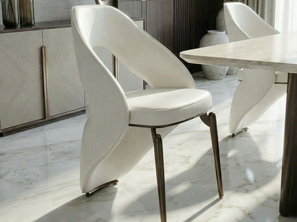 Dining Chair With Open Back Design Upholstery - Ancient White