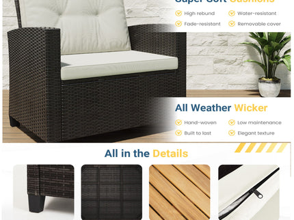Modern All-Weather Patio Set With Cushions And Table