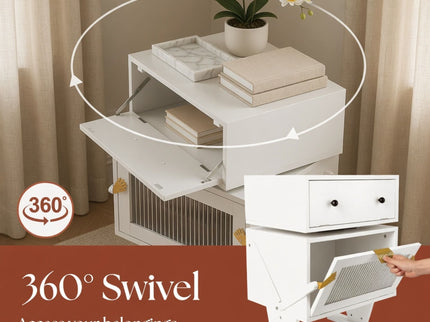 Robot LED Nightstand With 360° Rotating Drawer