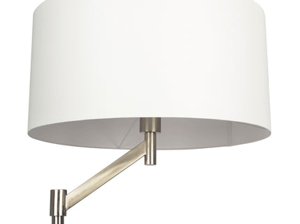 Serene - Floor Lamp With Rotary Switch Base Linen Shade - Brushed Nickel / White