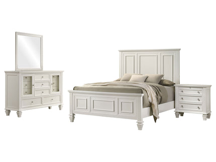 Cortina - 4 Piece Queen Bedroom Set With Ornate Panels And Storage - Cream White