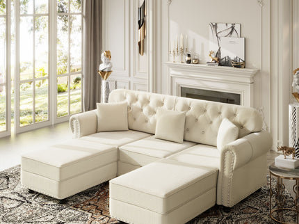 Upholstered Sofa Set With Nailhead Trim And Rolled Armrests, Includes Pillows
