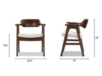 Hayes - Curved Dining Arm Chair - Light Beige