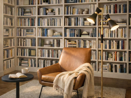 Axis - Floor Lamp With 4 Way Switch Double Spots With Base - Black / Gold