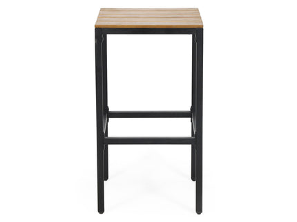 Outdoor Bar Stool With Slat Design And Metal Frame (Set of 2)