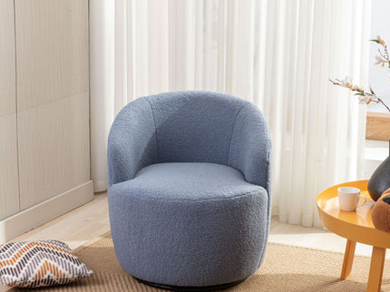 Teddy Fabric Swivel Accent Armchair Barrel Chair With Powder Coating Metal Ring