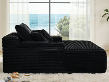 Convertible Chaise Lounge Chair & Wide Armrest & Throw Pillows - Black