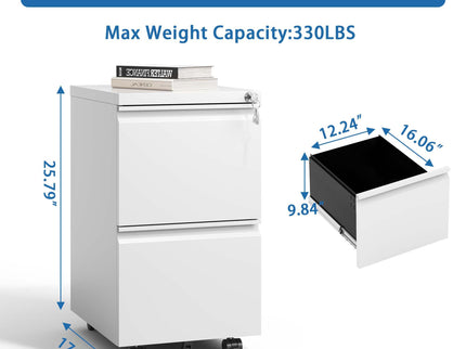Metal Drawer Mobile File Cabinet With Lock For Home Office Organizer
