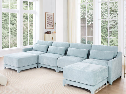 Stylish Sofa With Ottoman And Lumbar Pillows, Ergonomic Design