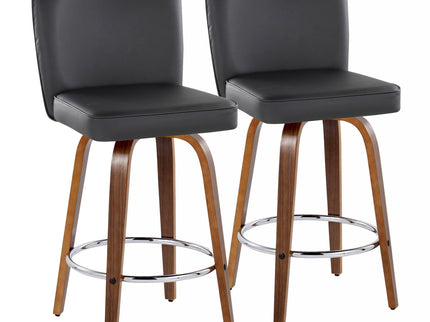 Henry - Contemporary Fixed Height Counter Stool With Swivel With Round Footrest (Set of 2)