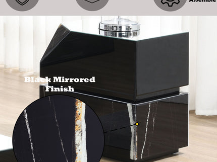 Drisana - Mirrored End Table - Black