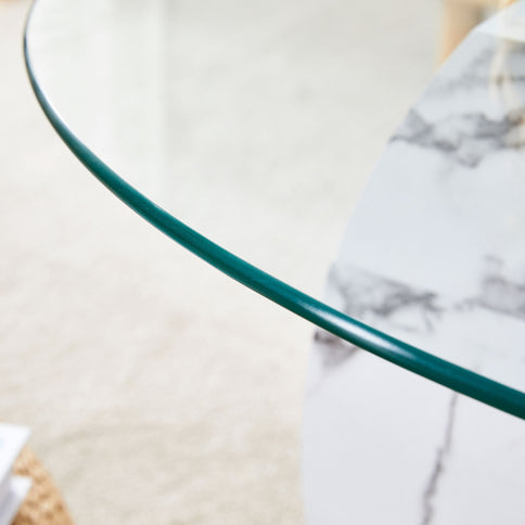 Contemporary Artistic Double Layer Coffee Table, Tempered Glass Top