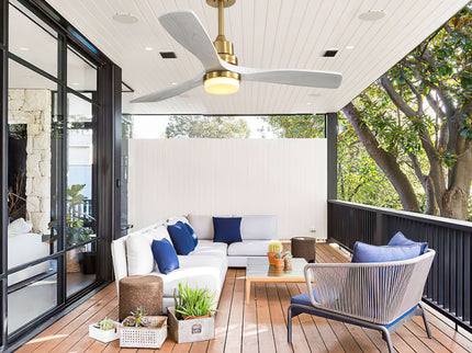 52" Ceiling Fan With Dimmable LED Light, 3 Blades, DC Motor, Remote Control - Gold