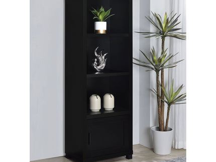 Sandl - 3 Shelf Media Tower With Cabinet Storage Solution - Black