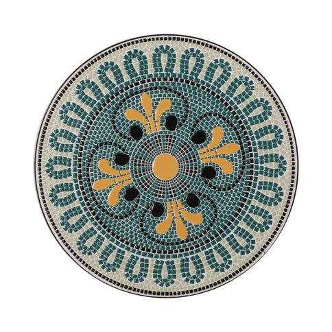 Outdoor Side Table With Tile Mosaic Table Top - Black
