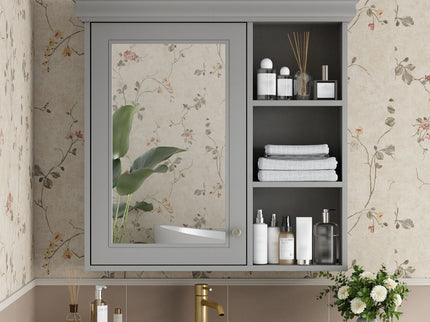 Wall Mounted Bathroom Medicine Cabinet With Mirror And Adjustable Storage With Soft Close Hinges