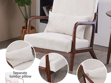 Accent Chair With Pillow And Wood Frame