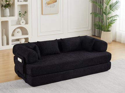 Convertible Sleeper Sofa Bed With Cylindrical Pillow