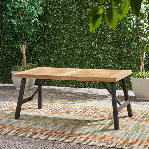 Outdoor Dining Set With 2 Bench And 1 Dining Table - Light Brown
