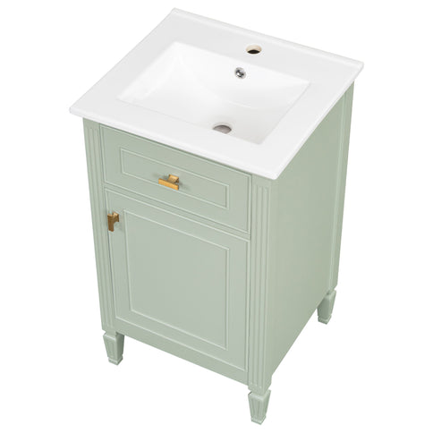Bathroom Vanity With Sink, Adjustable Shelf, Tilt-Out Drawer