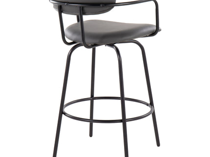 Demi - Contemporary Fixed Height Counter Stool With Swivel With Round Footrest (Set of 2)