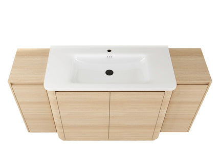 Freestanding Bathroom Vanity With Sink, 2 Small Storage Cabinets, Soft Close Doors
