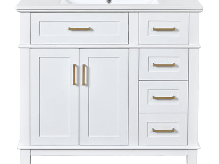 Modern Bathroom Vanity With Ceramic Sink, Soft Close Storage Cabinet