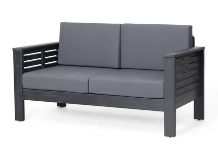 Acacia Wood Loveseat And Coffee Table Set With Cushions