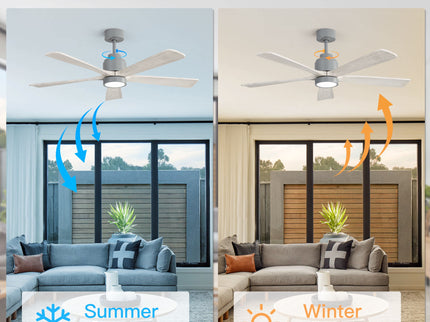 52" Ceiling Fan With Dimmable LED Light And 6 Speed Remote Control - Cement Gray