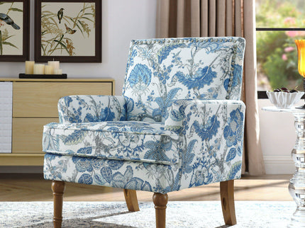 Floral Accent Armchair With Nailhead Trim