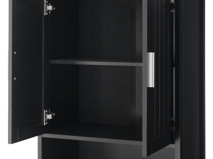 Freestanding Tall Bathroom Cabinet With Soft Close Doors And Adjustable Shelves