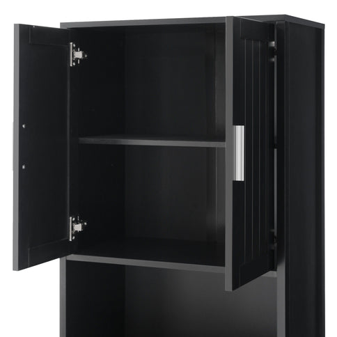 Freestanding Tall Bathroom Cabinet With Soft Close Doors And Adjustable Shelves