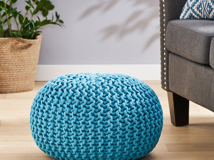 Moro - Knitted Round Pouf With Pumpkin Shape